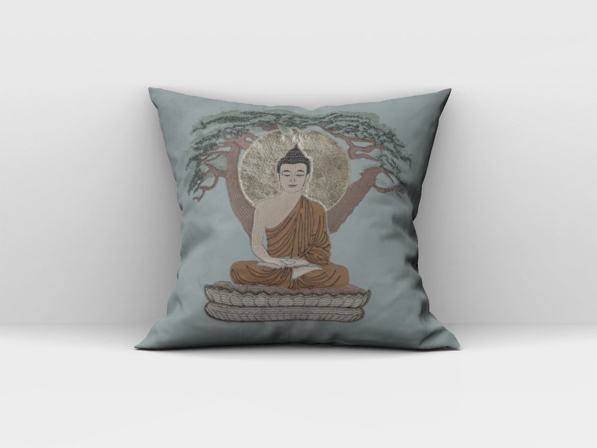 Artistic Buddha Cushion Cover (Turquoise)