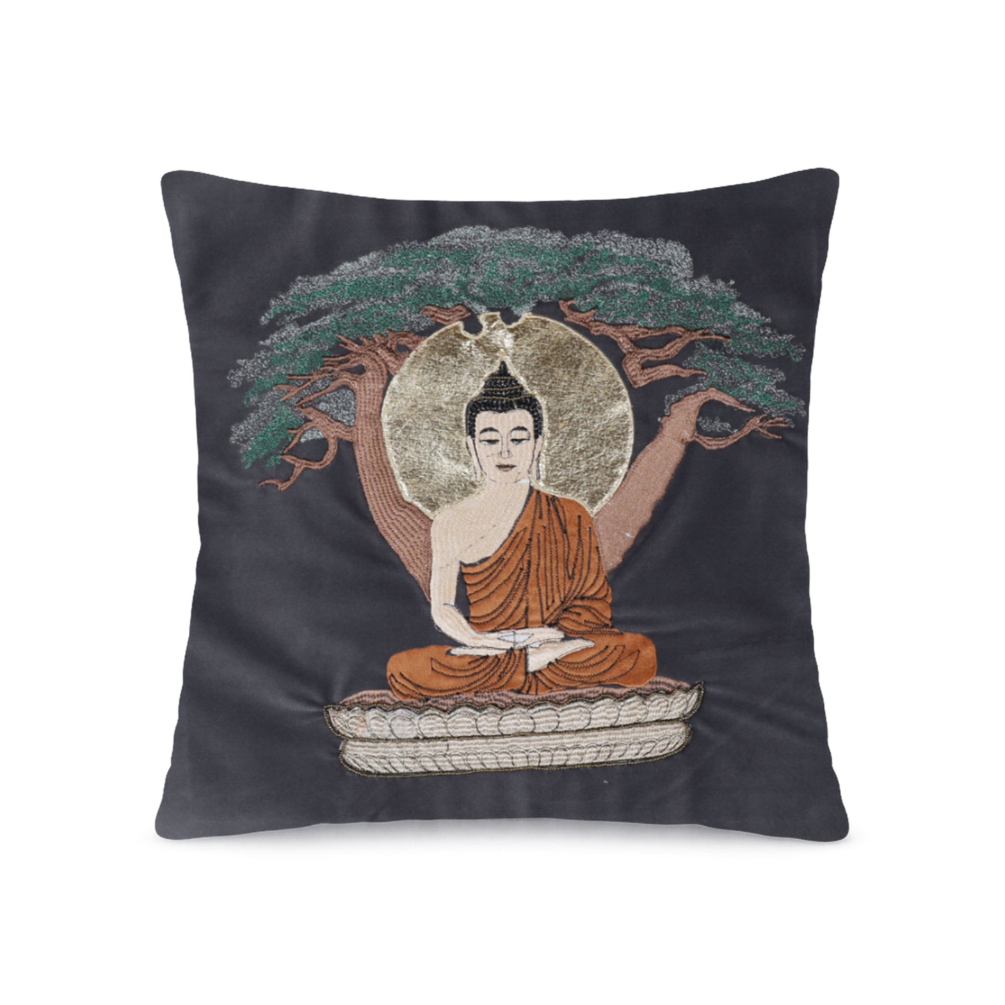 Artistic Buddha Cushion Cover (Grey)