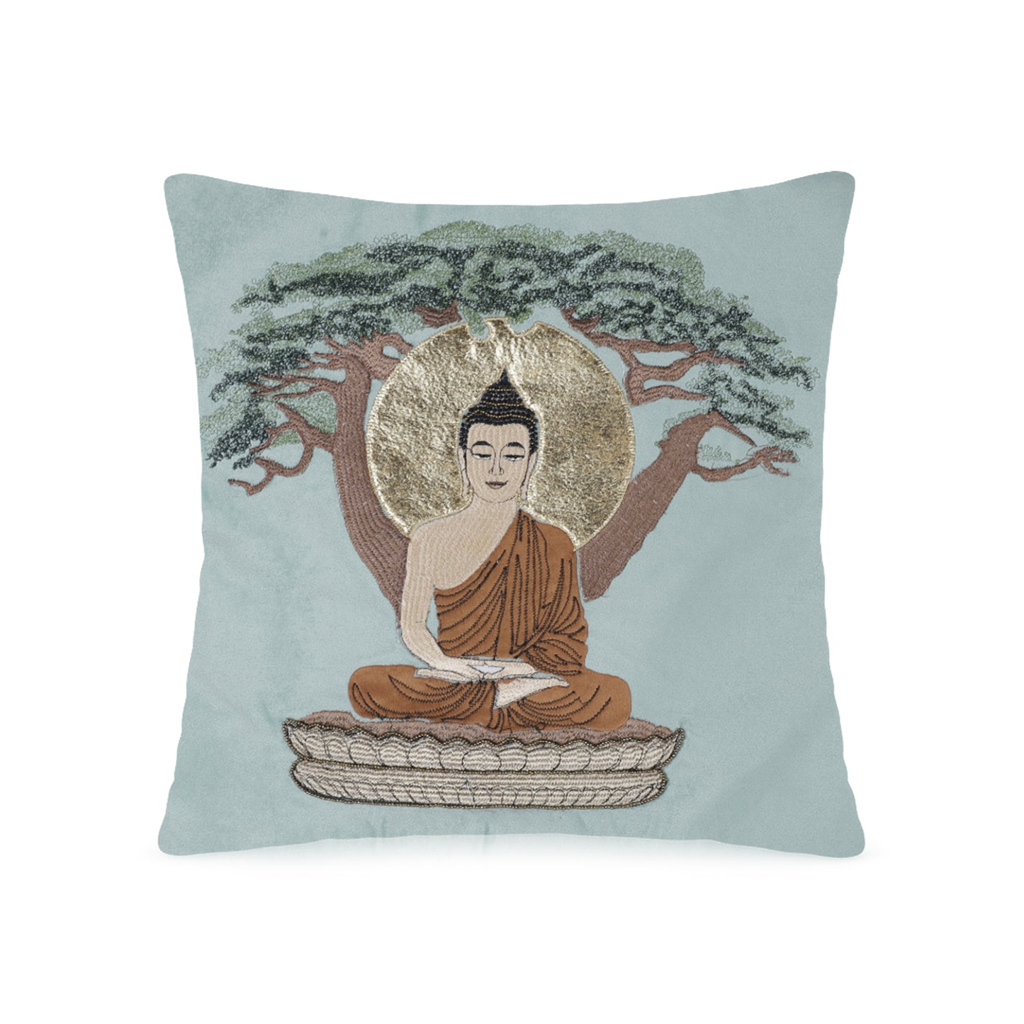 Artistic Buddha Cushion Cover (Turquoise)