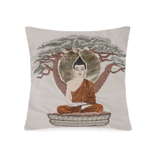 Artistic Buddha Cushion Cover (Beige)