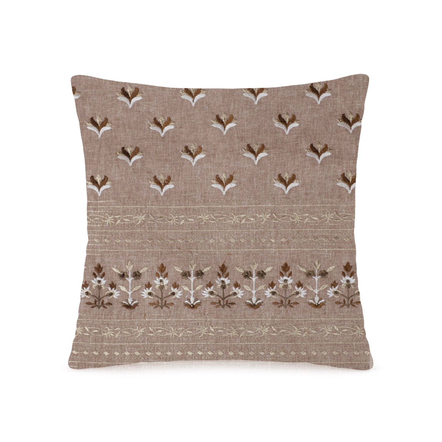 Linen Parampara Cushion Cover (Choco Brown)