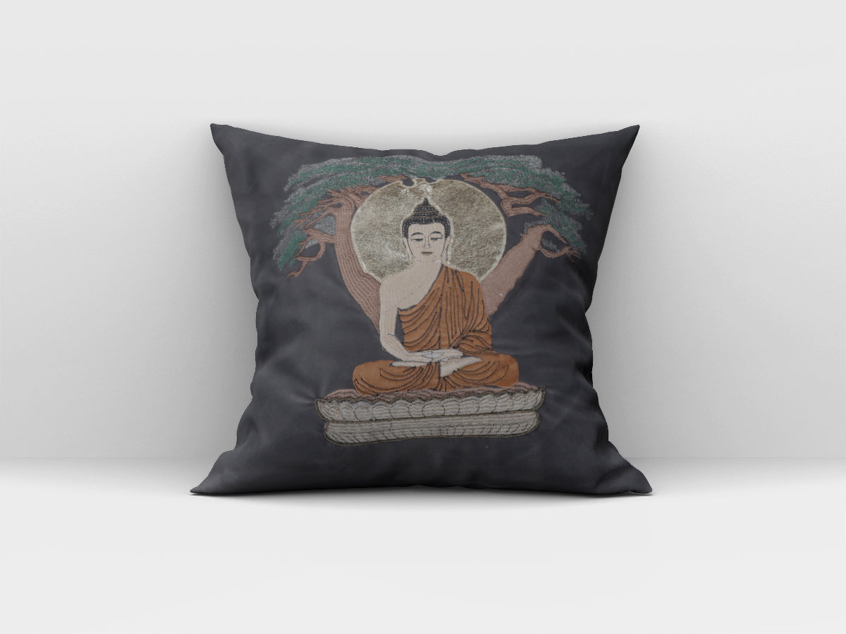Artistic Buddha Cushion Cover (Grey)