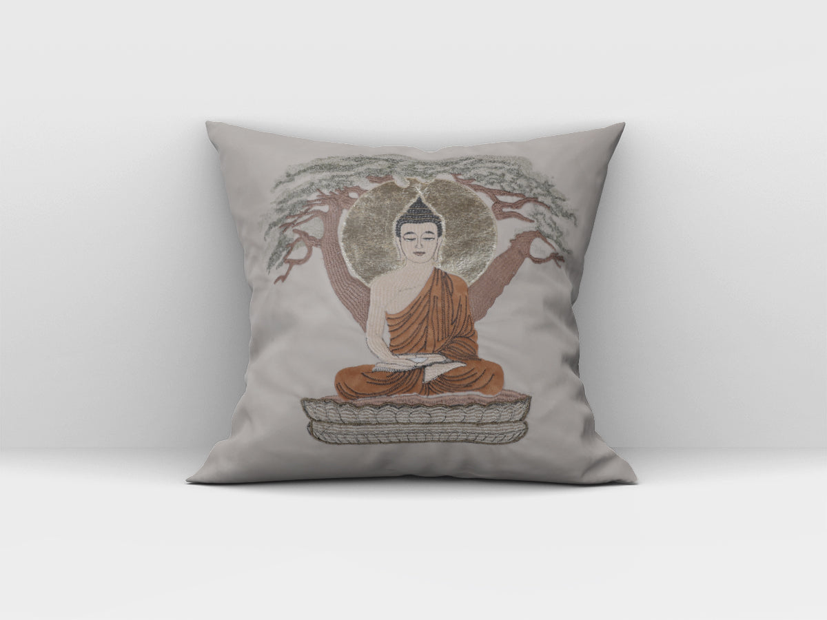 Artistic Buddha Cushion Cover (Beige)