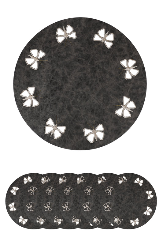 Embroidered Butterfly Series (Charcoal) Set of 6