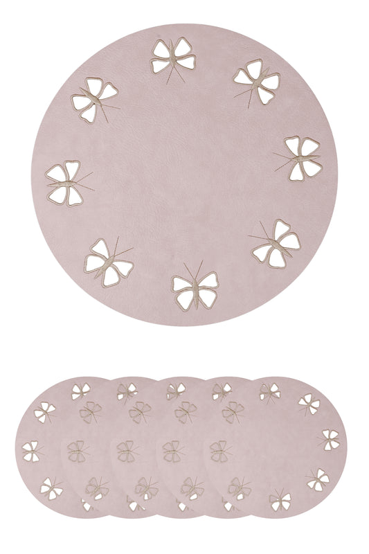 Embroidered Butterfly Series (Baby Pink) Set of 6