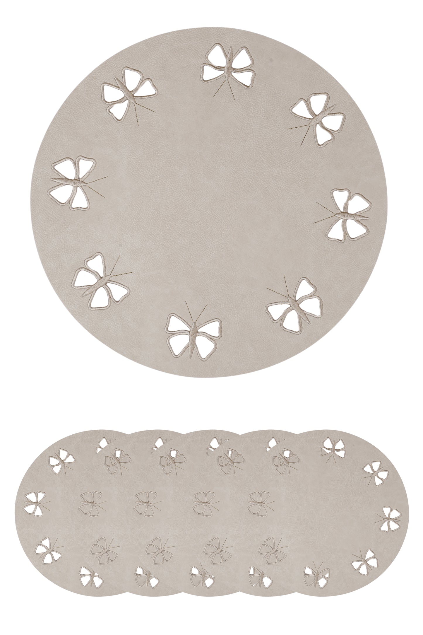 Embroidered Butterfly Series (Beige) Set of 6