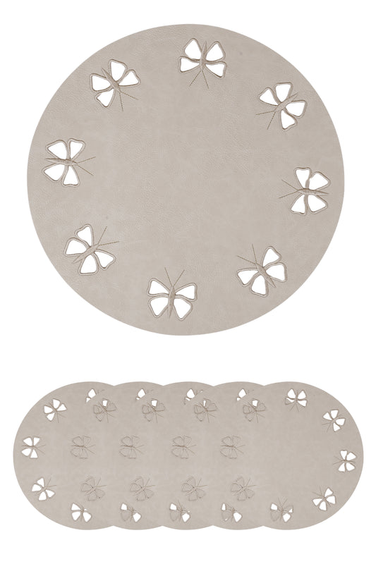 Embroidered Butterfly Series (Beige) Set of 6