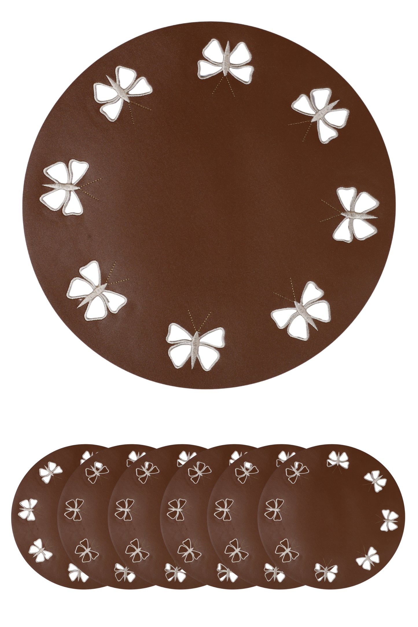 Embroidered Butterfly Series (Brown) Set of 6