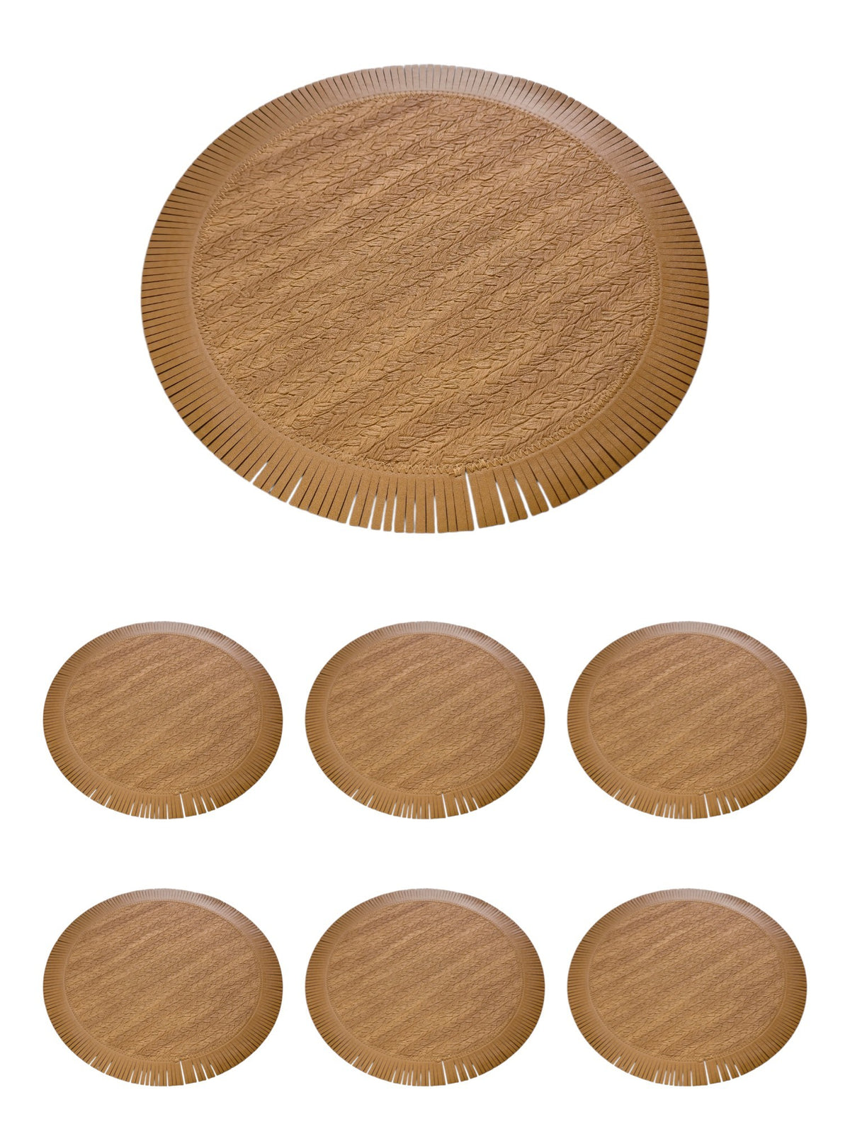 Bohochic fringed round placement  (Set of 6)