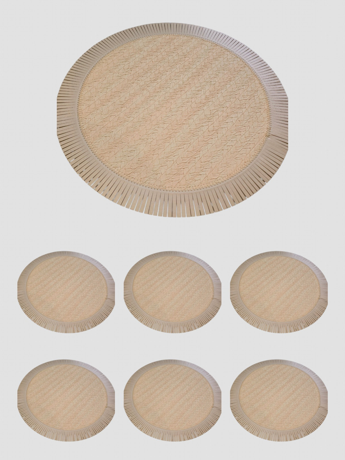Bohochic fringed round placement  (Set of 6)