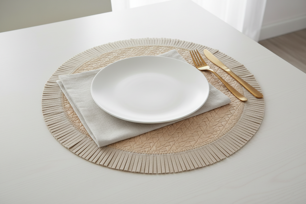 Bohochic fringed round placement  (Set of 6)