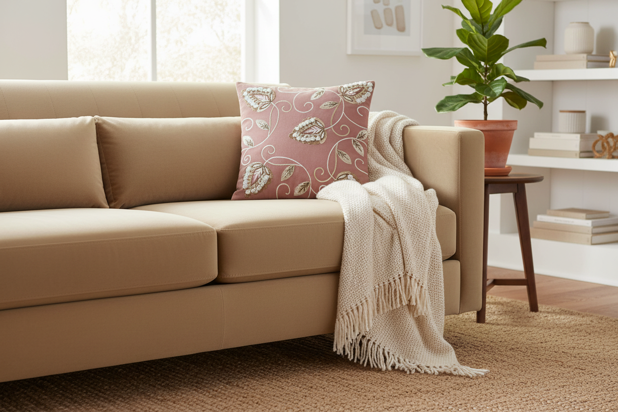 Dusty Rose Botanical Cushion Cover (Pink)
