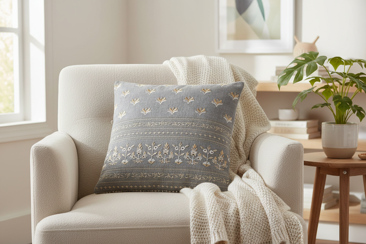 Linen Parampara Cushion Cover (Dusky Grey)