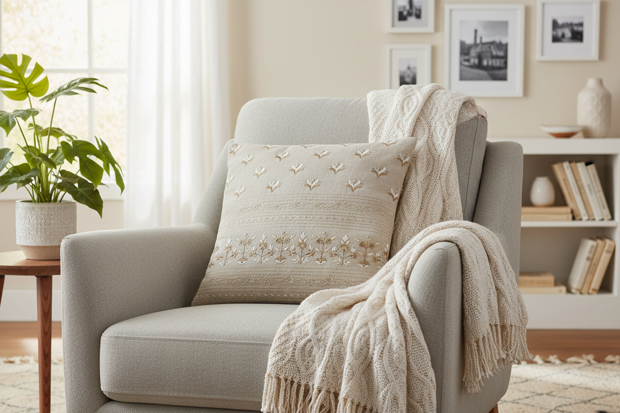 Linen Parampara Cushion Cover (Beige Brown)