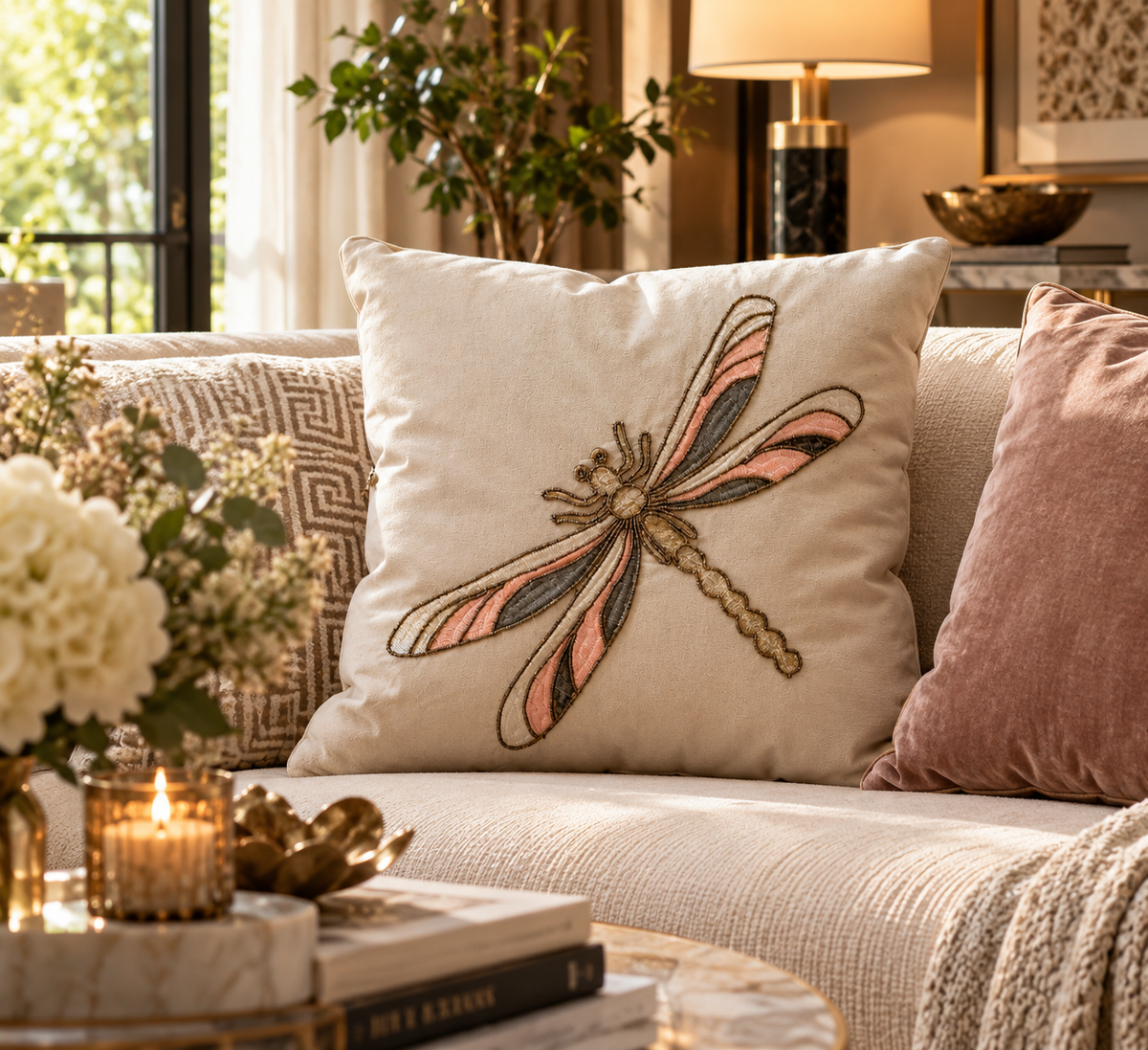 Enchanted Dragonfly Velvet Cushion Cover (Set of 5)