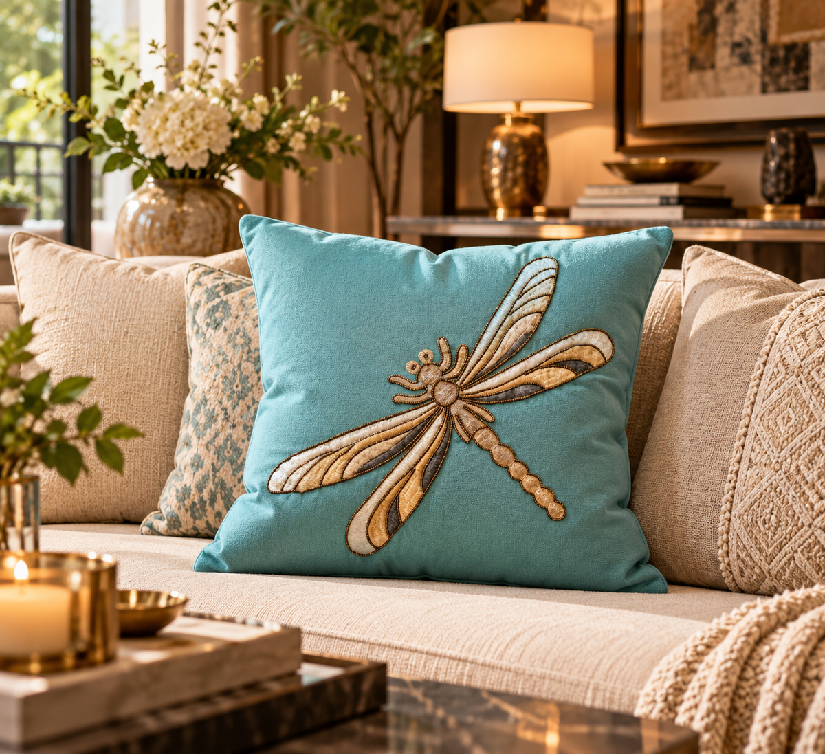 Enchanted Dragonfly Velvet Cushion Cover (Set of 5)
