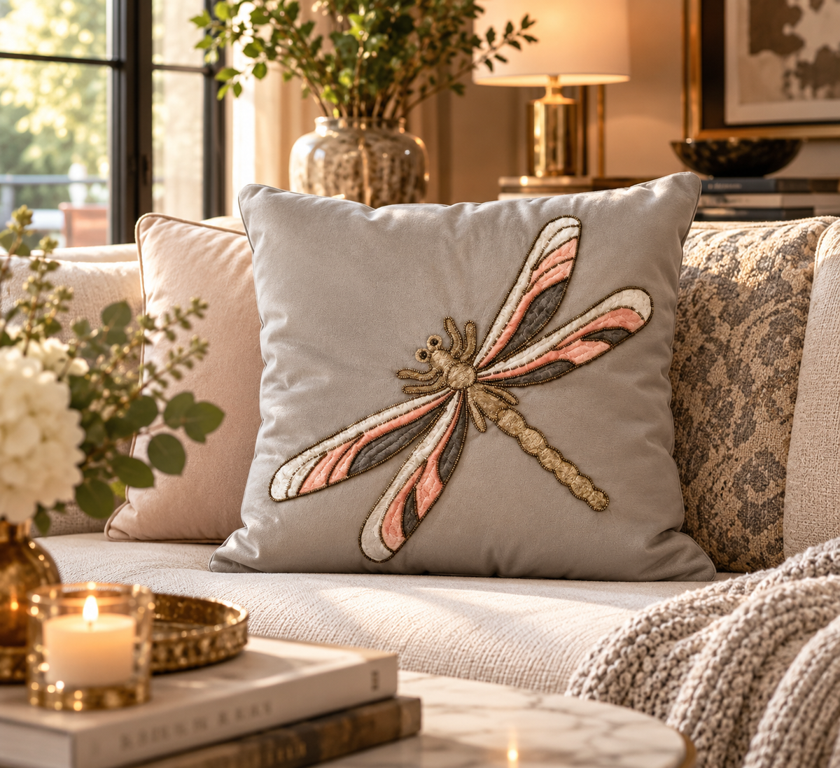 Enchanted Dragonfly Velvet Cushion Cover (Set of 5)
