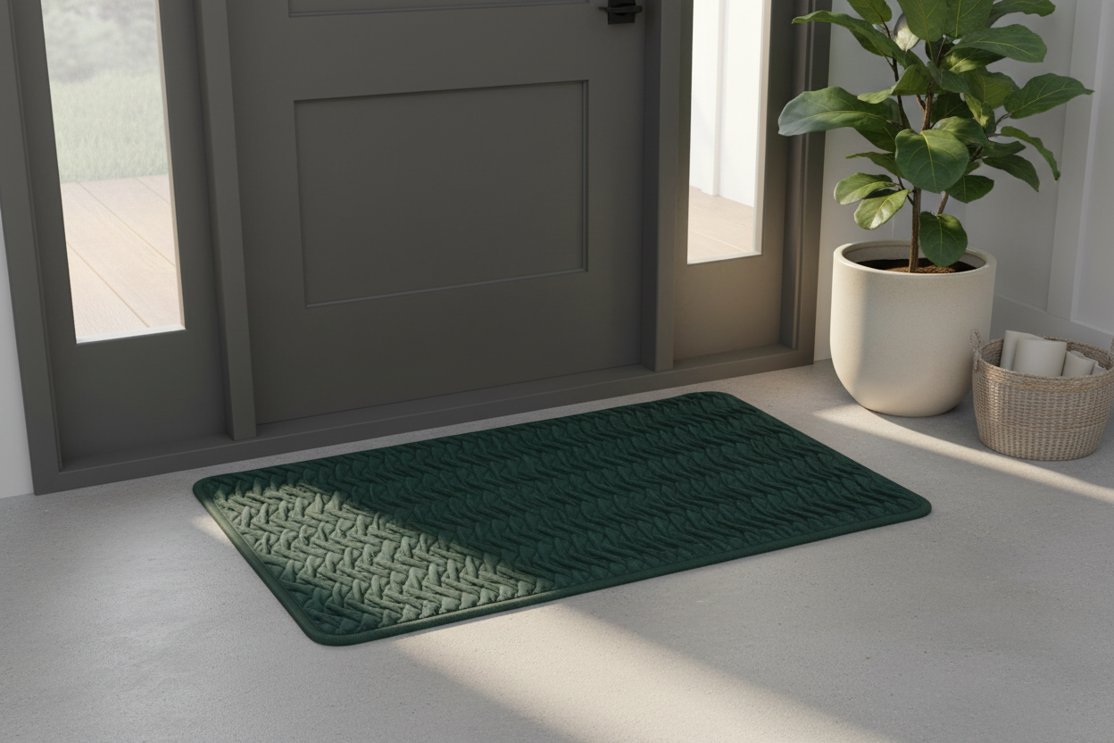Heritage Weave Door Mat — Dark Forest