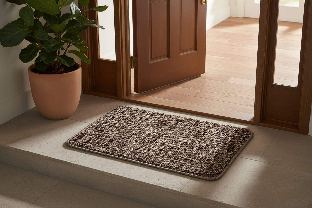 Earthy Luxe Woven Door Mat — Espresso Taupe
