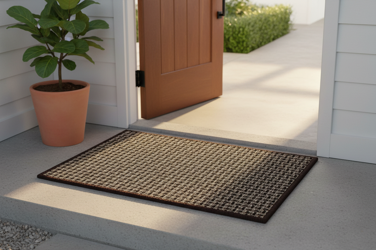 Boho Braid Door Mat — Warm Espresso
