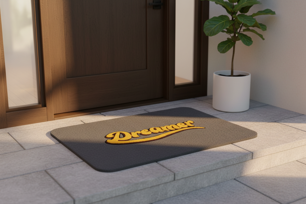 Dreamer Script Door Mat — Slate Gold