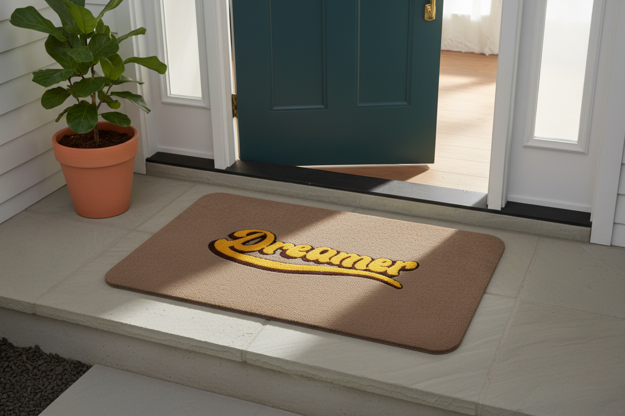 Dreamer Script Door Mat — Brown