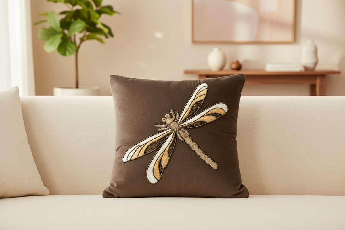 Enchanted Dragonfly Velvet Cushion Cover (Set of 5)