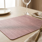 Rose gold table mat close-up on an aesthetic dining table